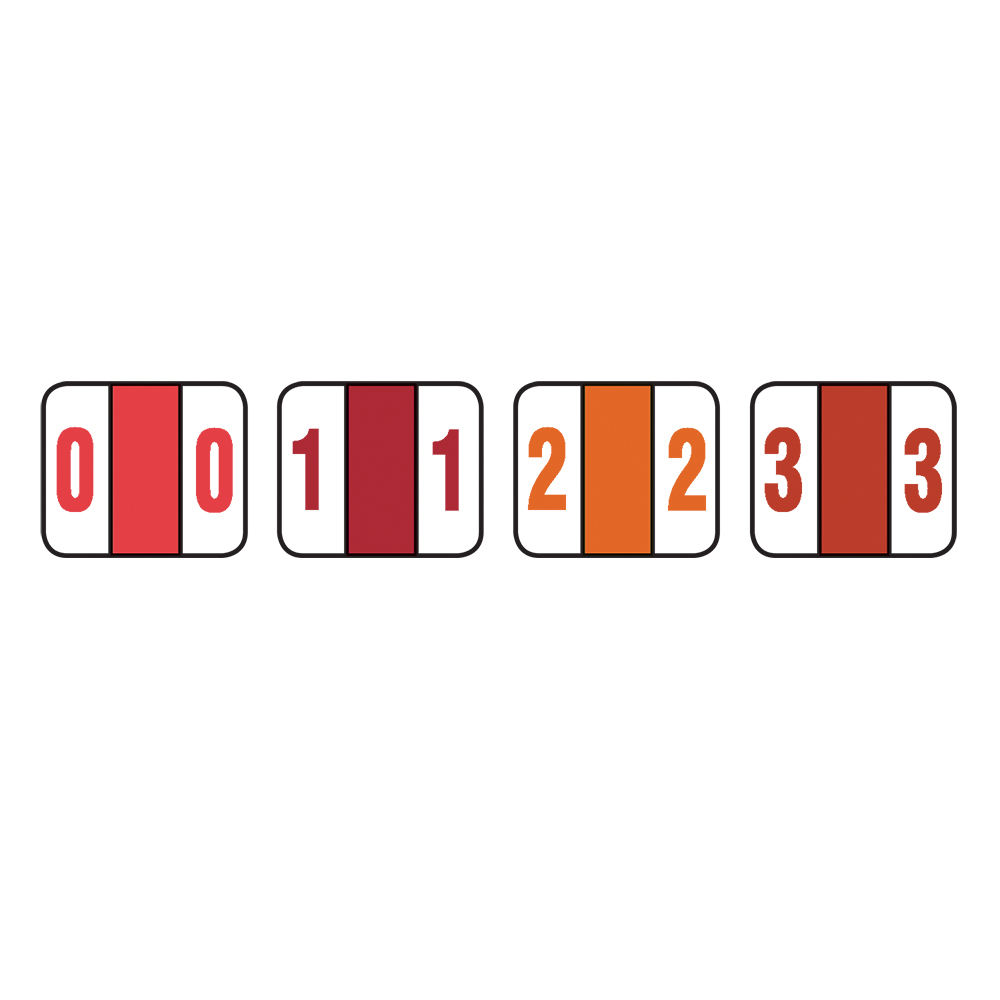 Color-Coded Numeric Labels, 0-9