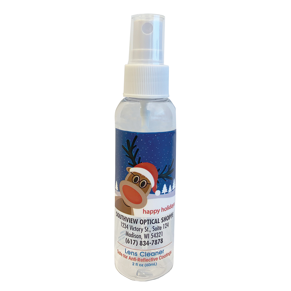 2oz Happy Holidays Reindeer Cleaner - Personalized