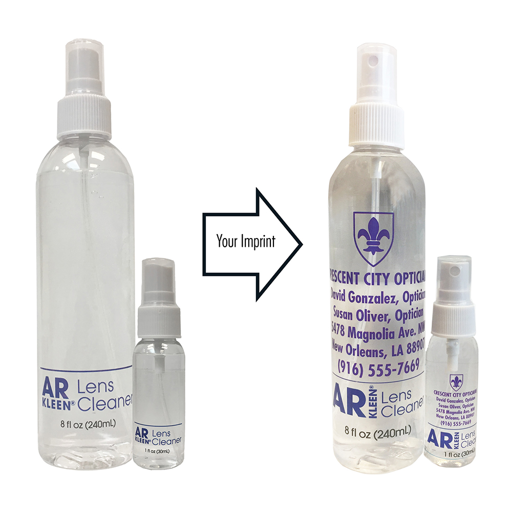 AR Kleen 2017 Lens Cleaner Companion Combo (1oz AR KLEEN Spray with 8oz Spray) - Personalized