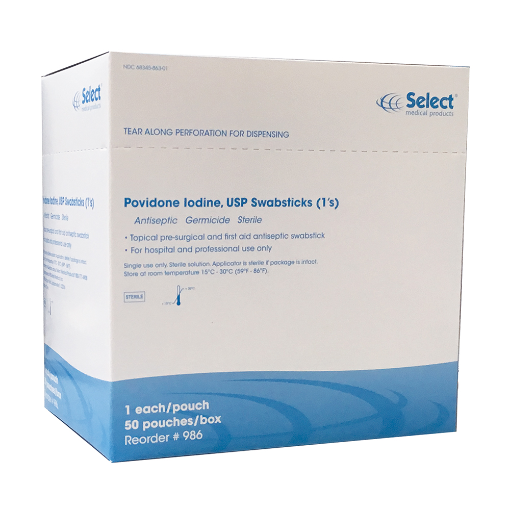 Povidone Iodine 4 inch Swabsticks - Singles