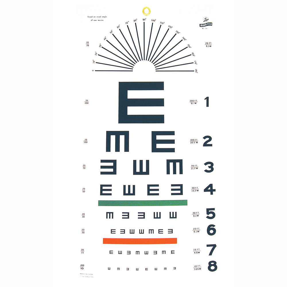 Tumbling E Eye Chart - 20' Distance