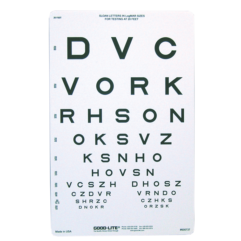 Sloan Letter Eye Chart - 20' Distance