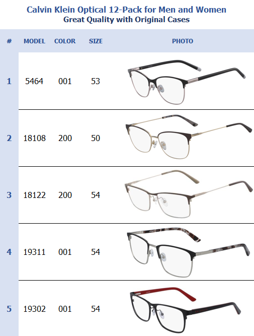 Calvin Klein Optical 12-Pack