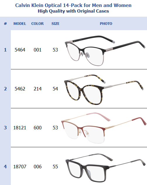 Calvin Klein Optical 14-Pack