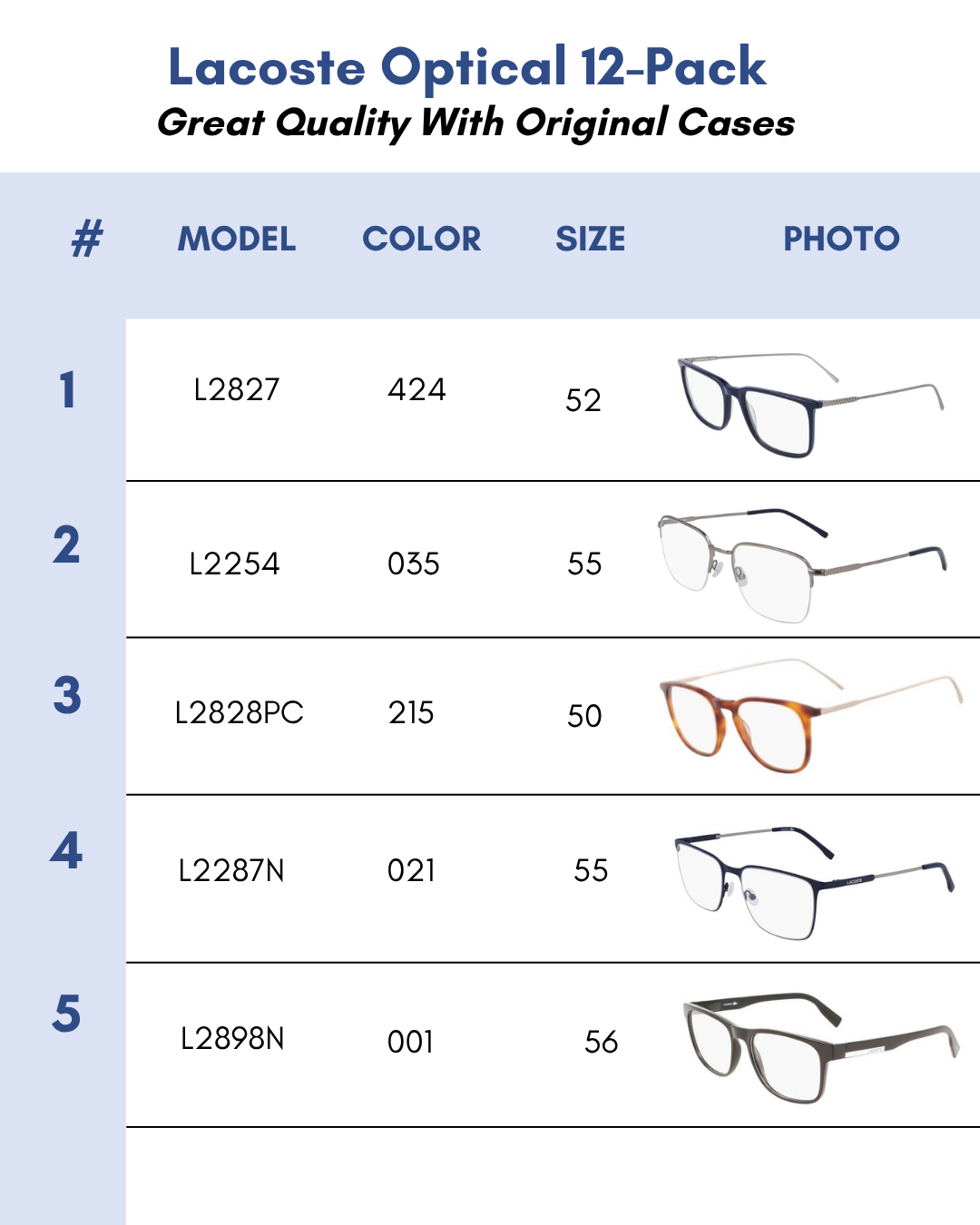 Lacoste Optical 12-Pack