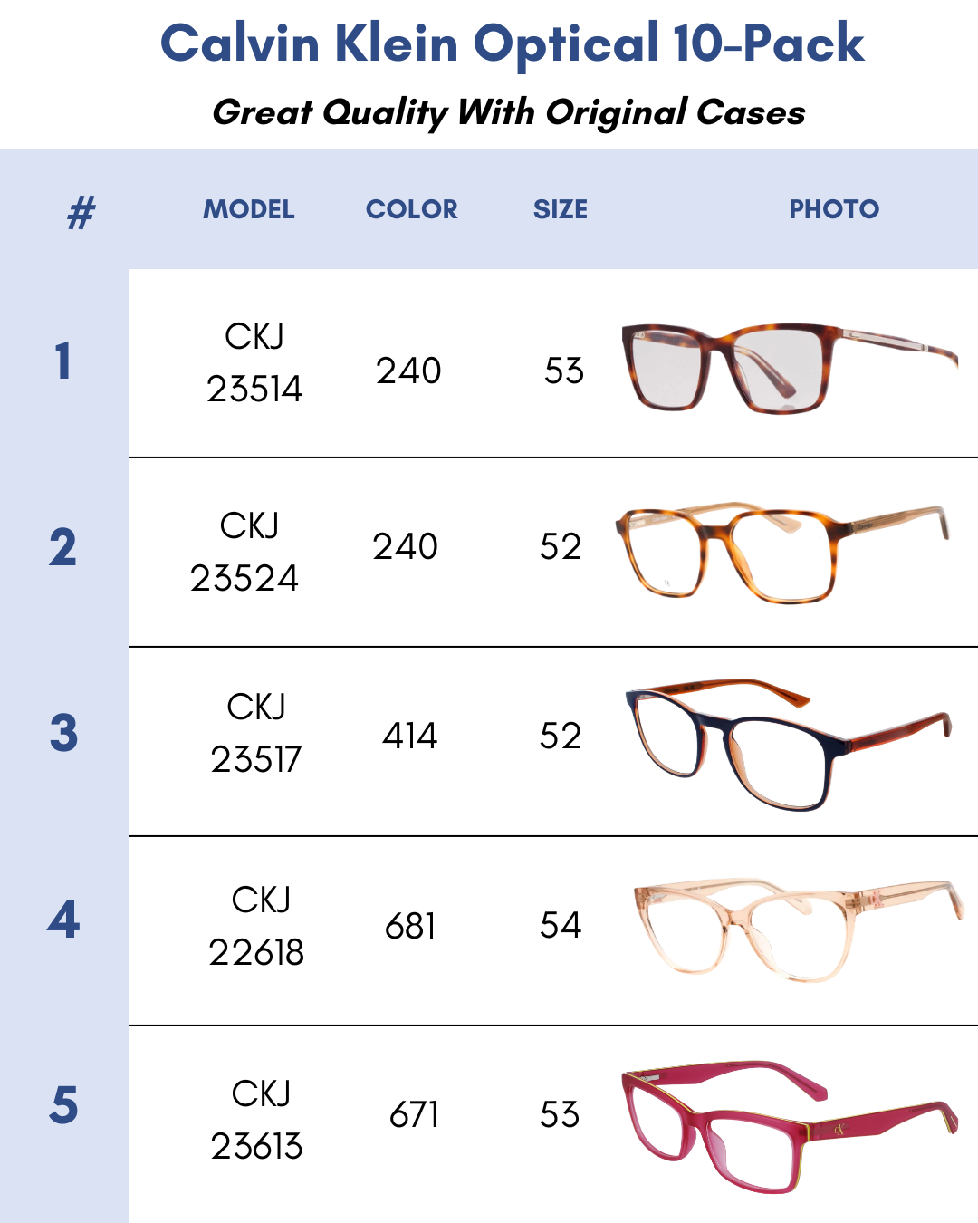 Calvin Klein Optical-10 Pack