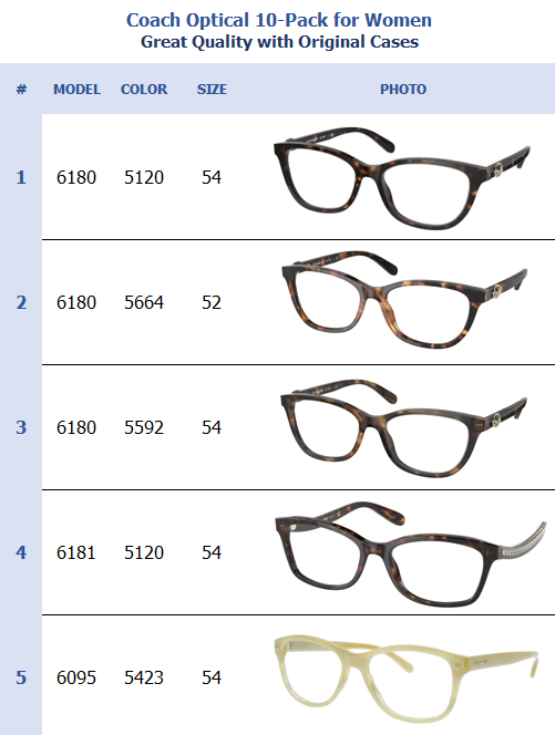 Coach Optical 10-Pack