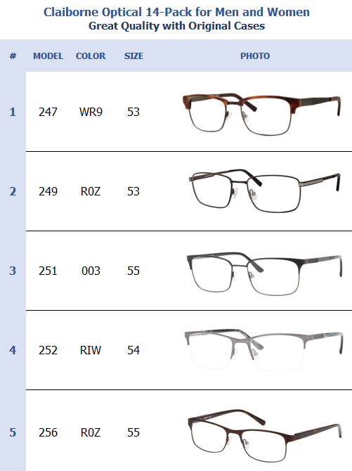 Claiborne Optical 14-Pack for Men and Women