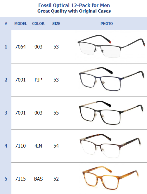 Fossil Optical 12-Pack for Men