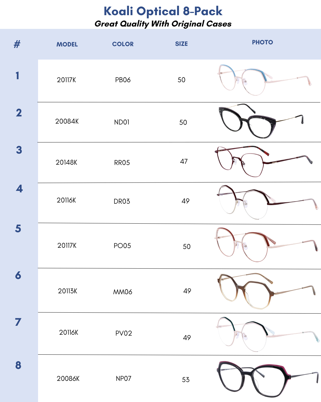 Koali Optical 8-Pack for Women