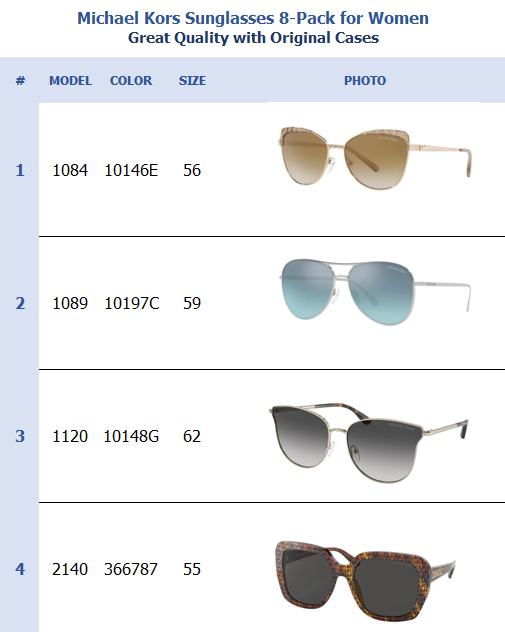 Michael Kors Sunglasses 8-Pack for Women