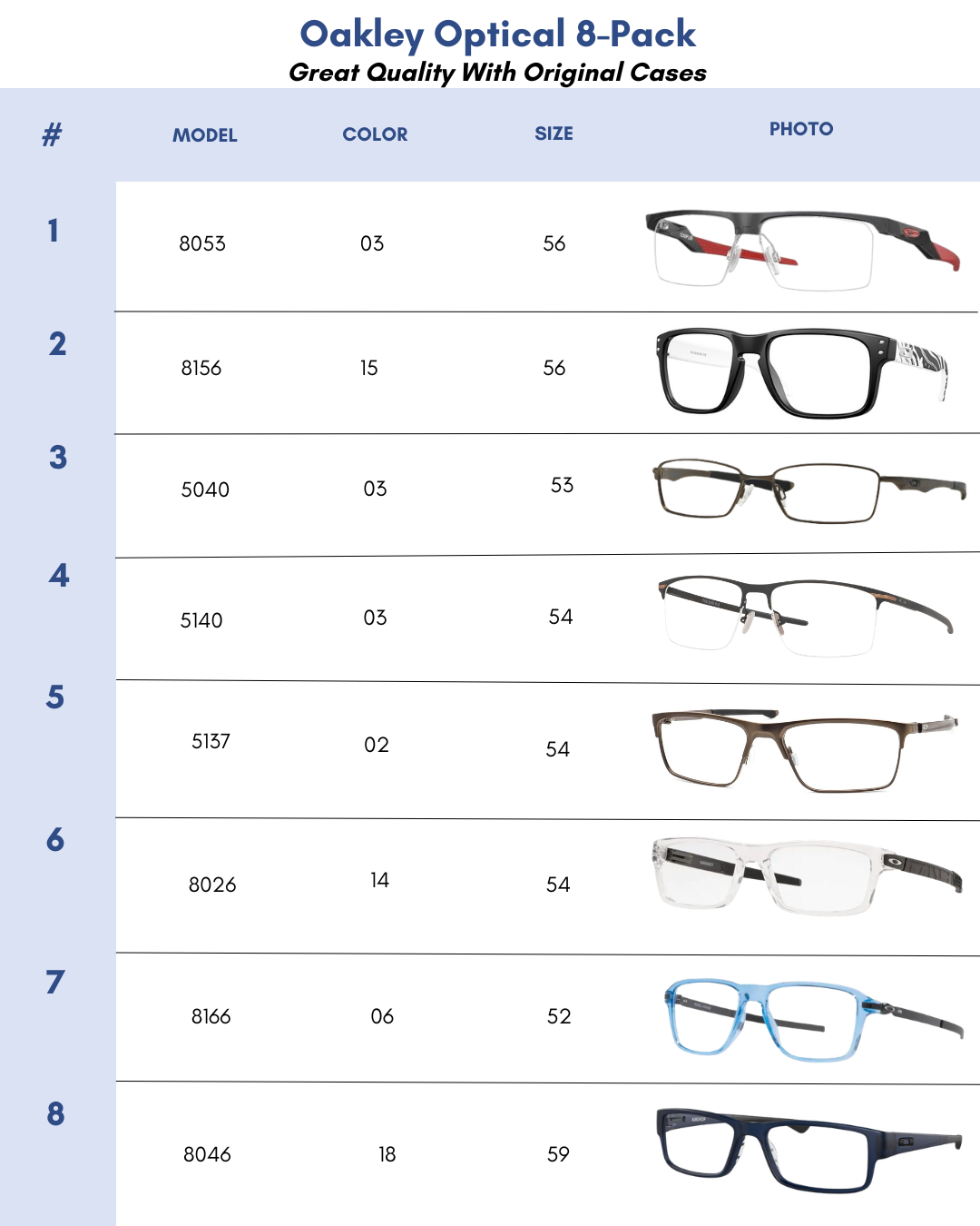 Oakley Optical 8-Pack for Men