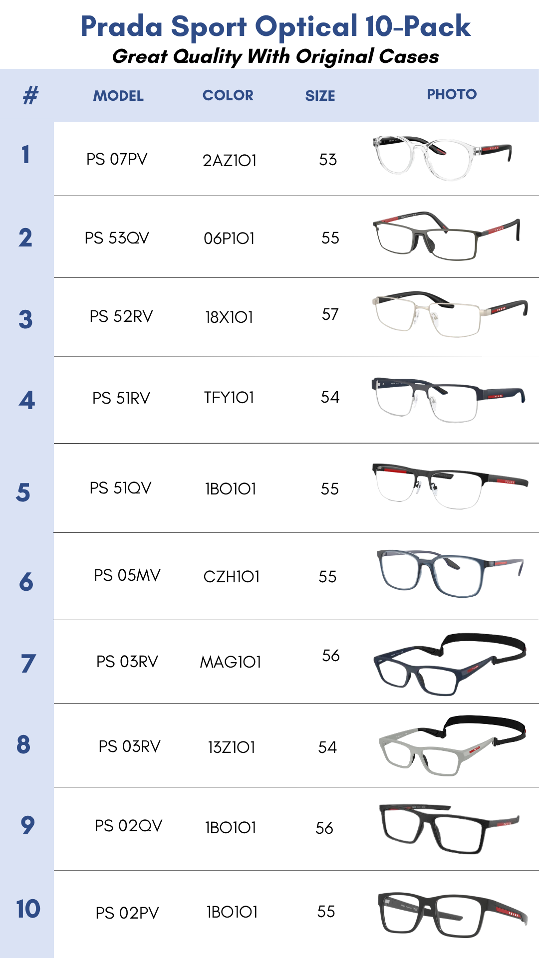 Prada Sport Optical 10-Pack