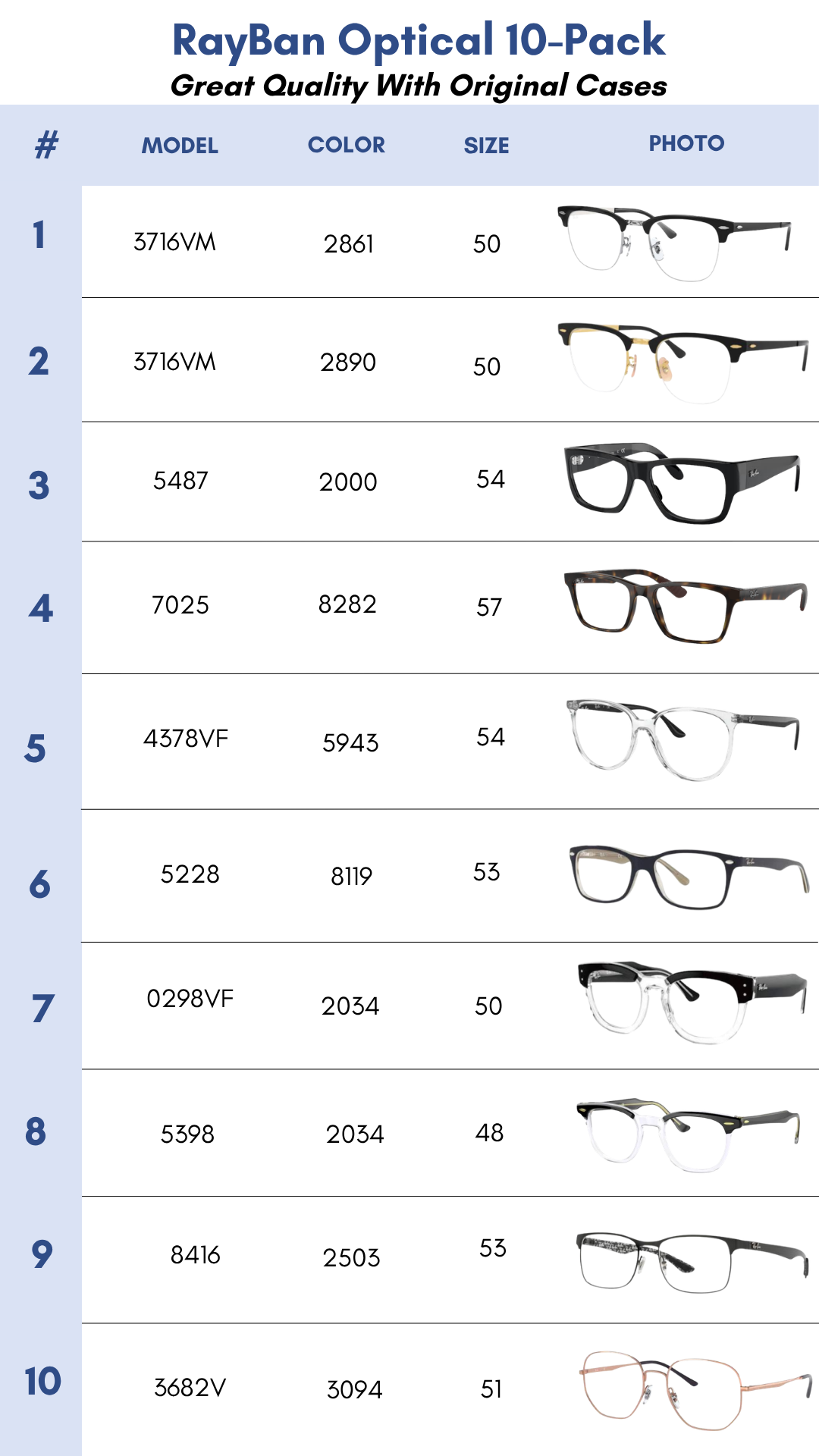 RayBan Discount Optical Pack