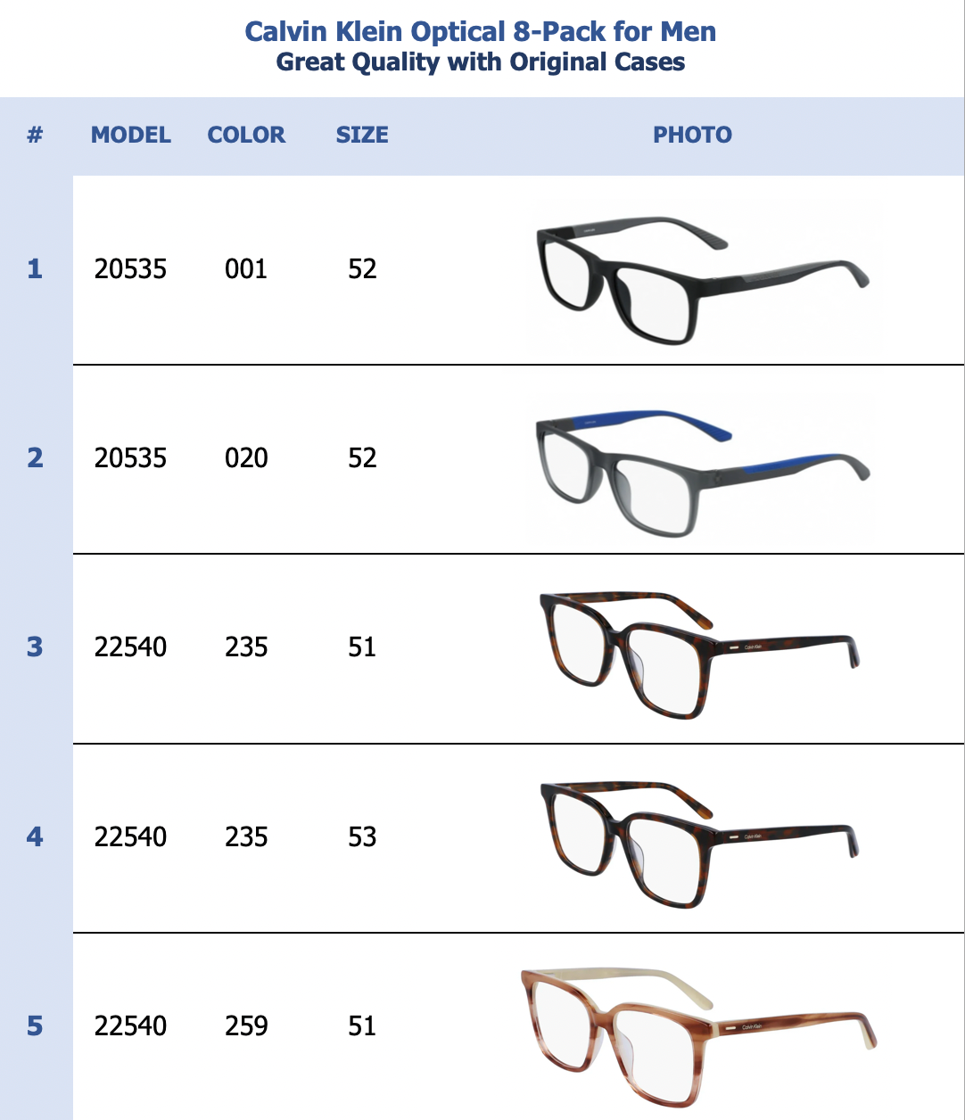 Calvin Klein Optical 8-Pack for Men