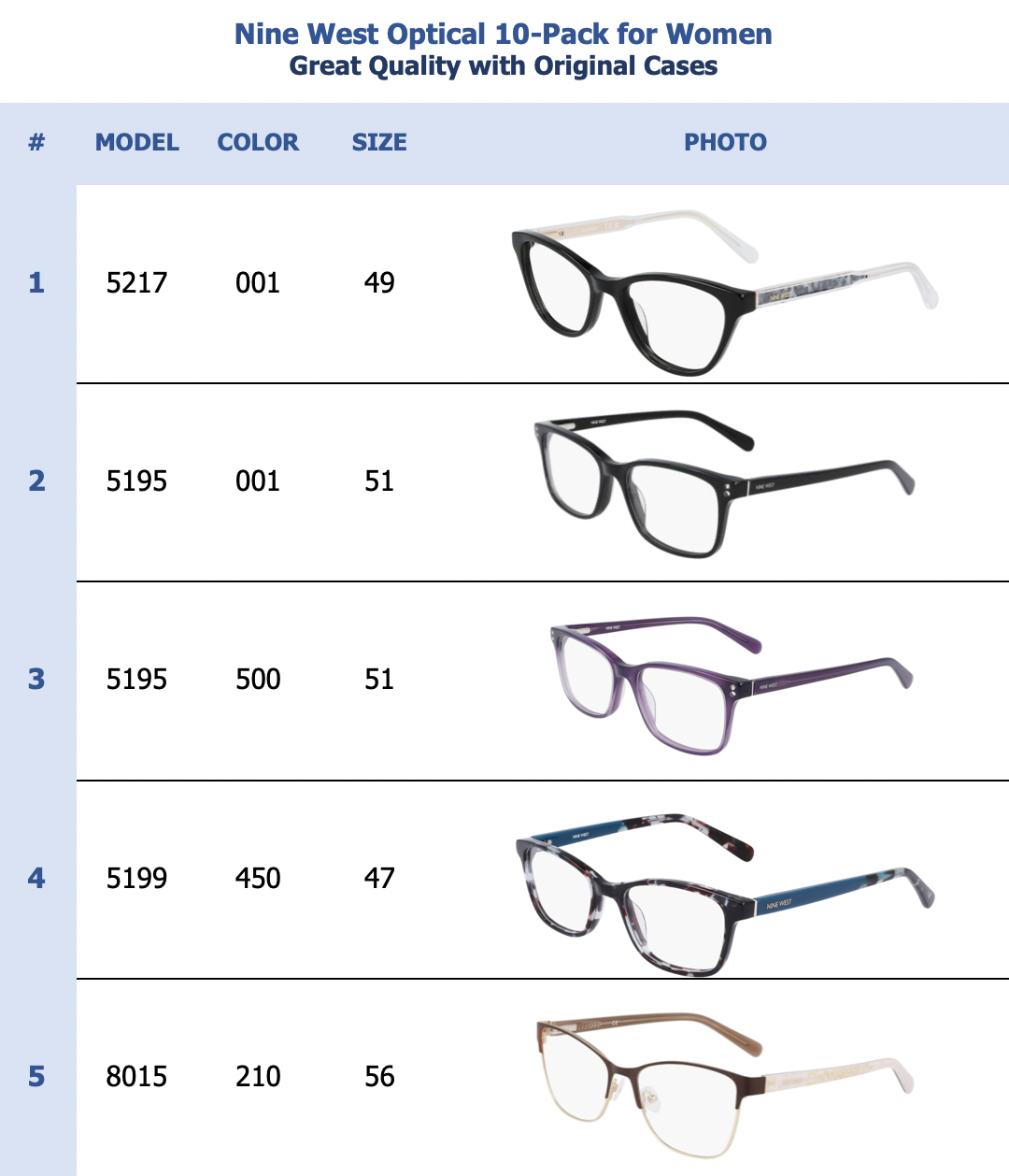 Nine West Optical 10-Pack for Women