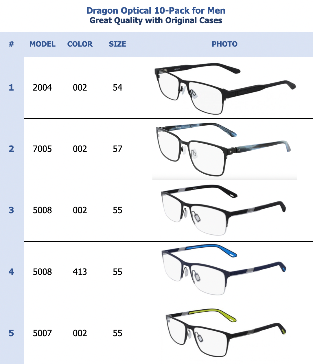 Dragon Optical 10-Pack for Men