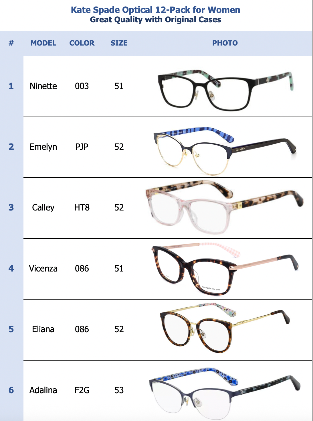 Kate Spade Optical 12-Pack for Women