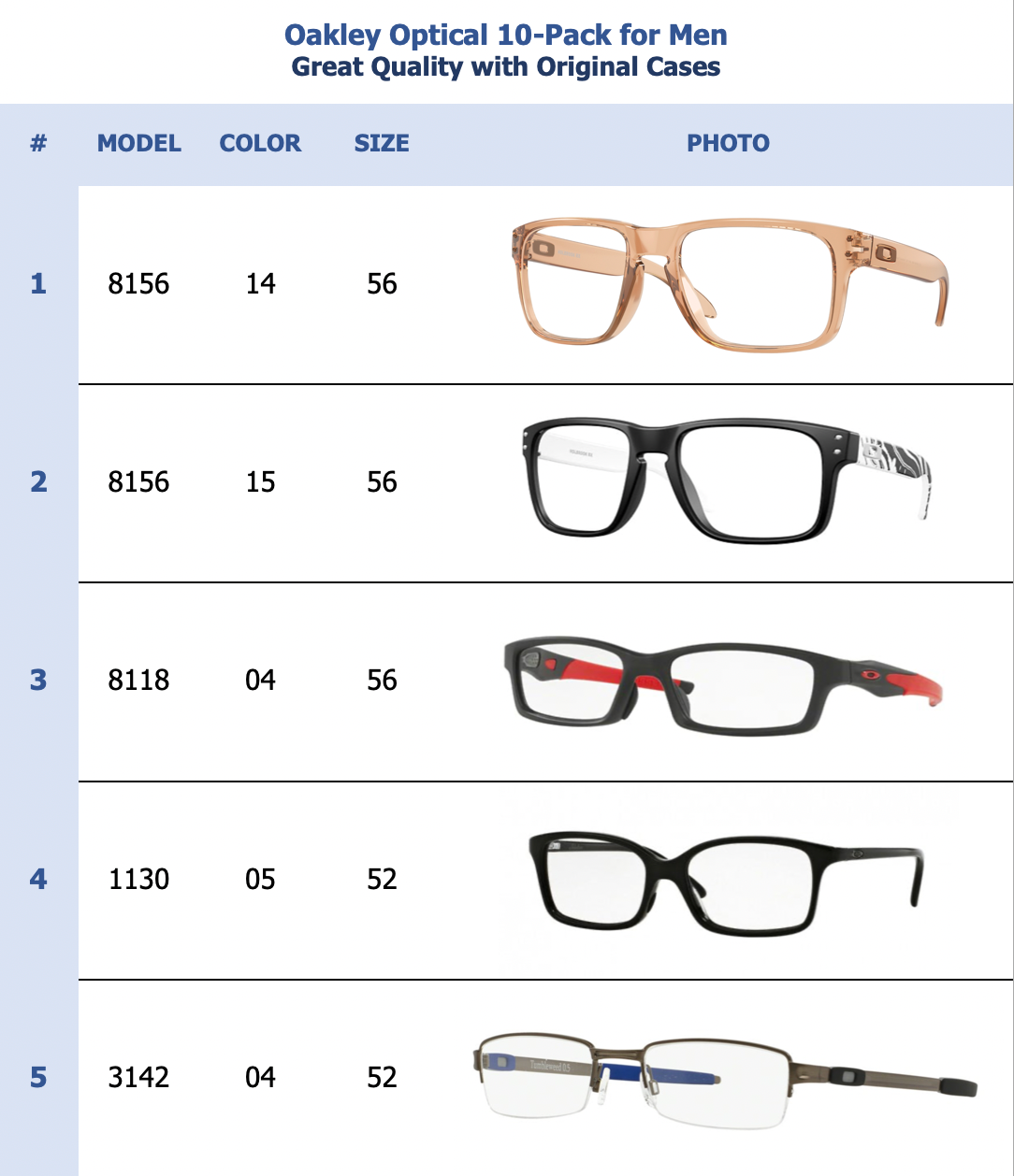 Oakley Optical 10-Pack for Men