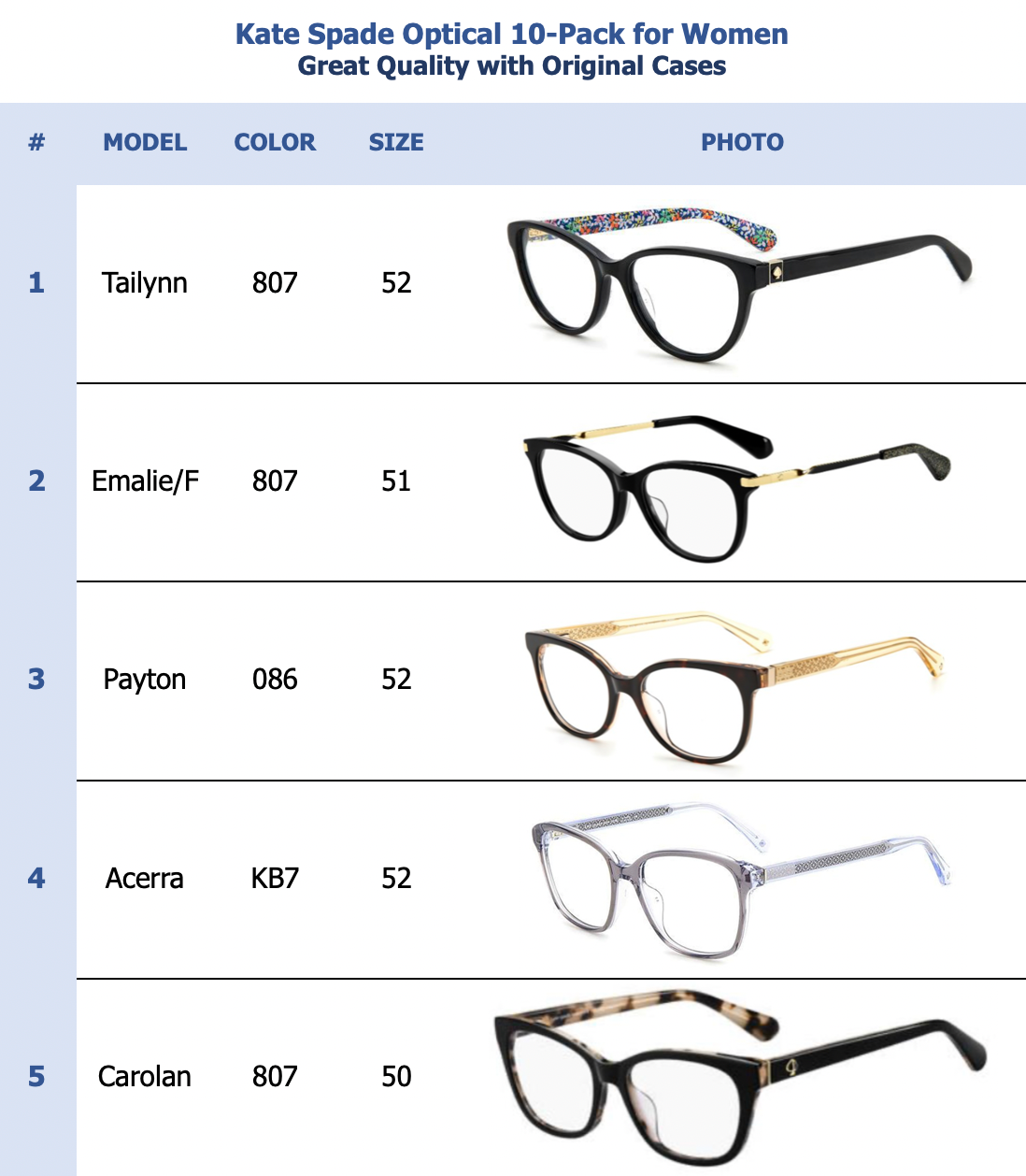 Kate Spade Optical 10-Pack for Women