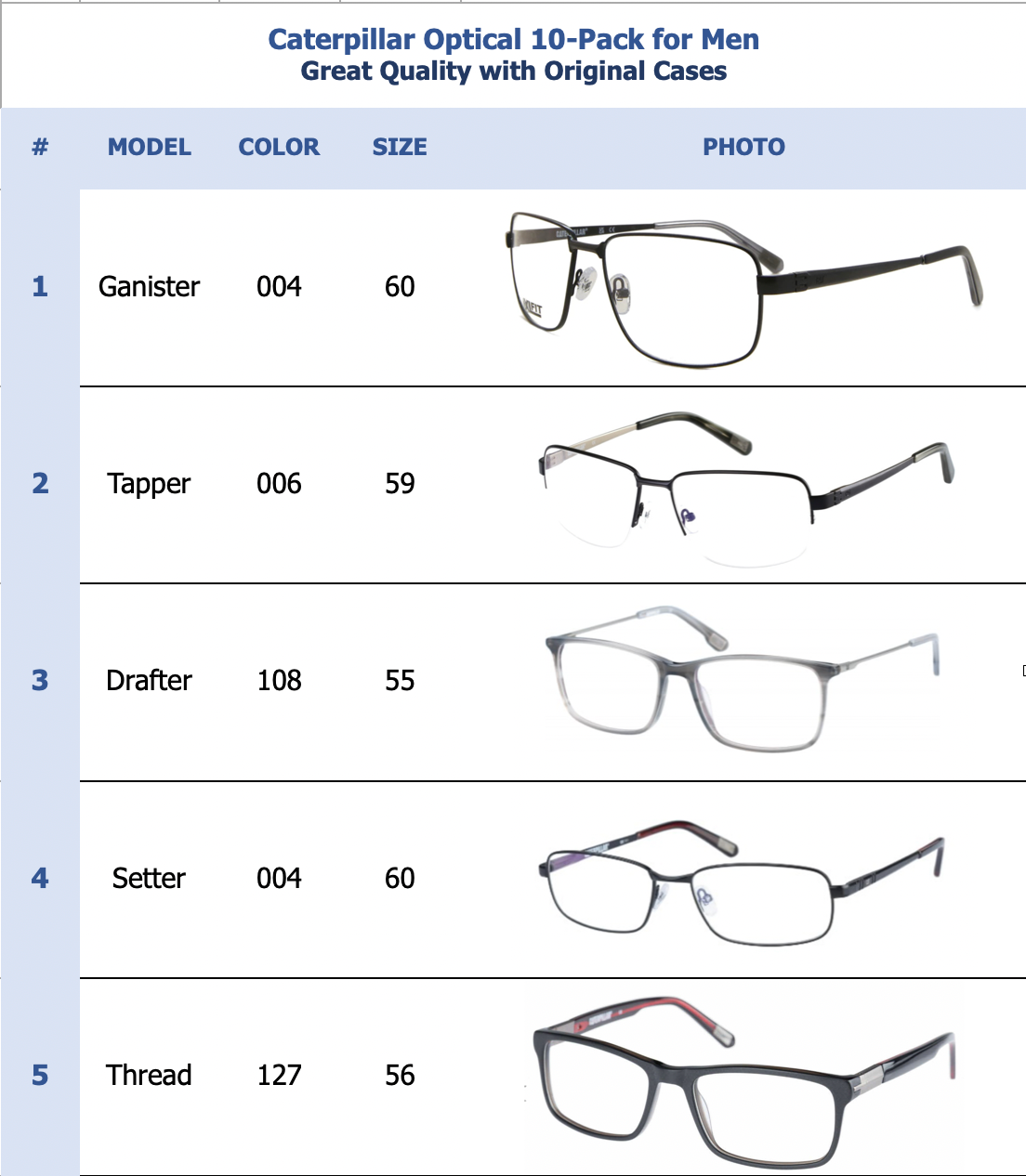 Caterpillar Optical 10-Pack for Men