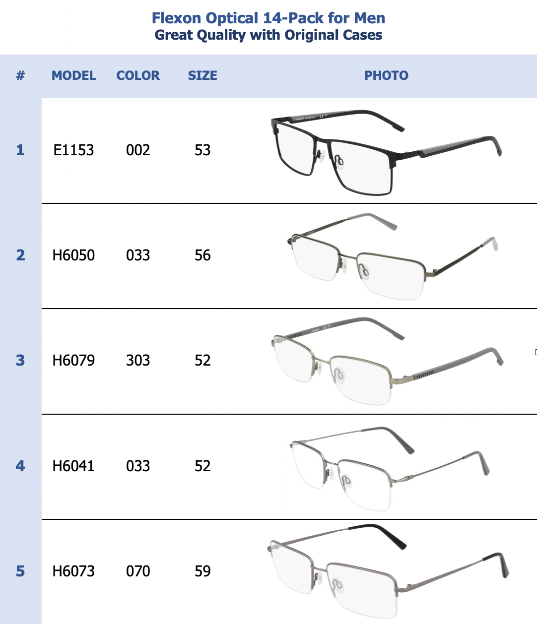 Flexon Optical 14-Pack for Men