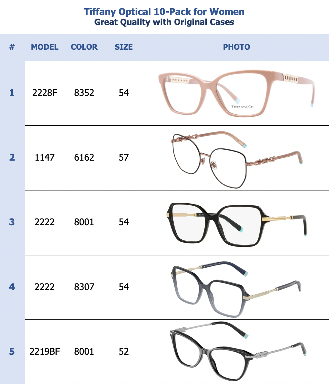 Tiffany Optical 10-Pack for Women