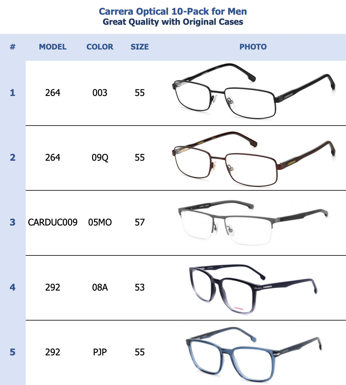 Carrera Optical 10-Pack for Men