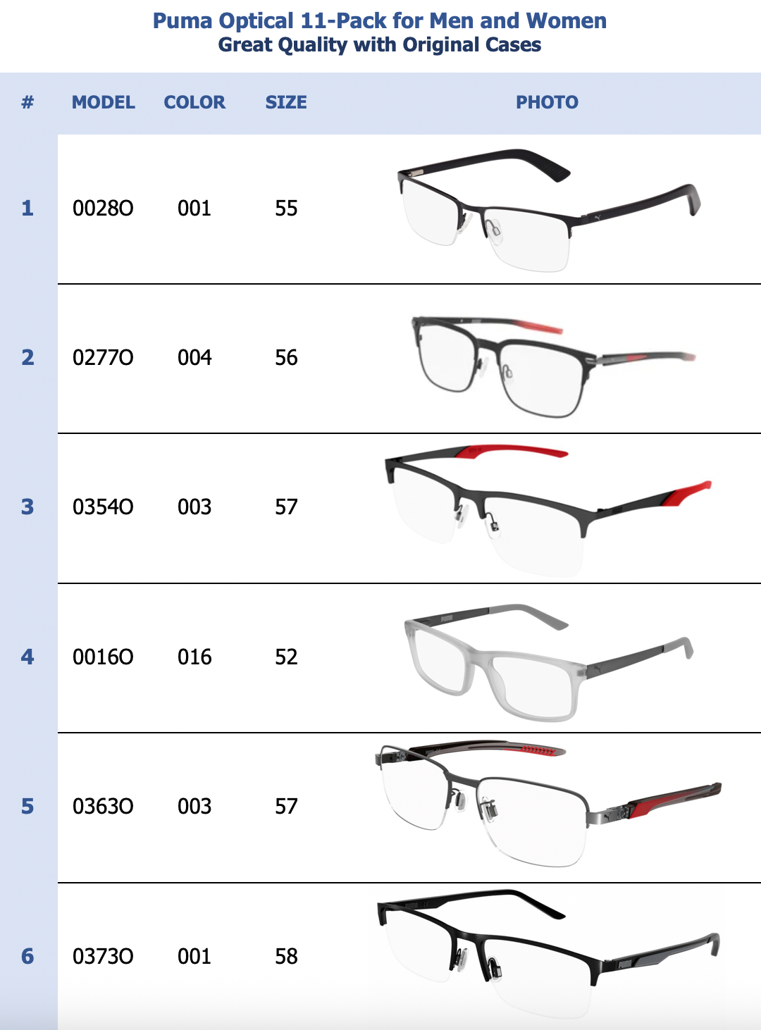 Puma Optical 11-Pack for Men and Women