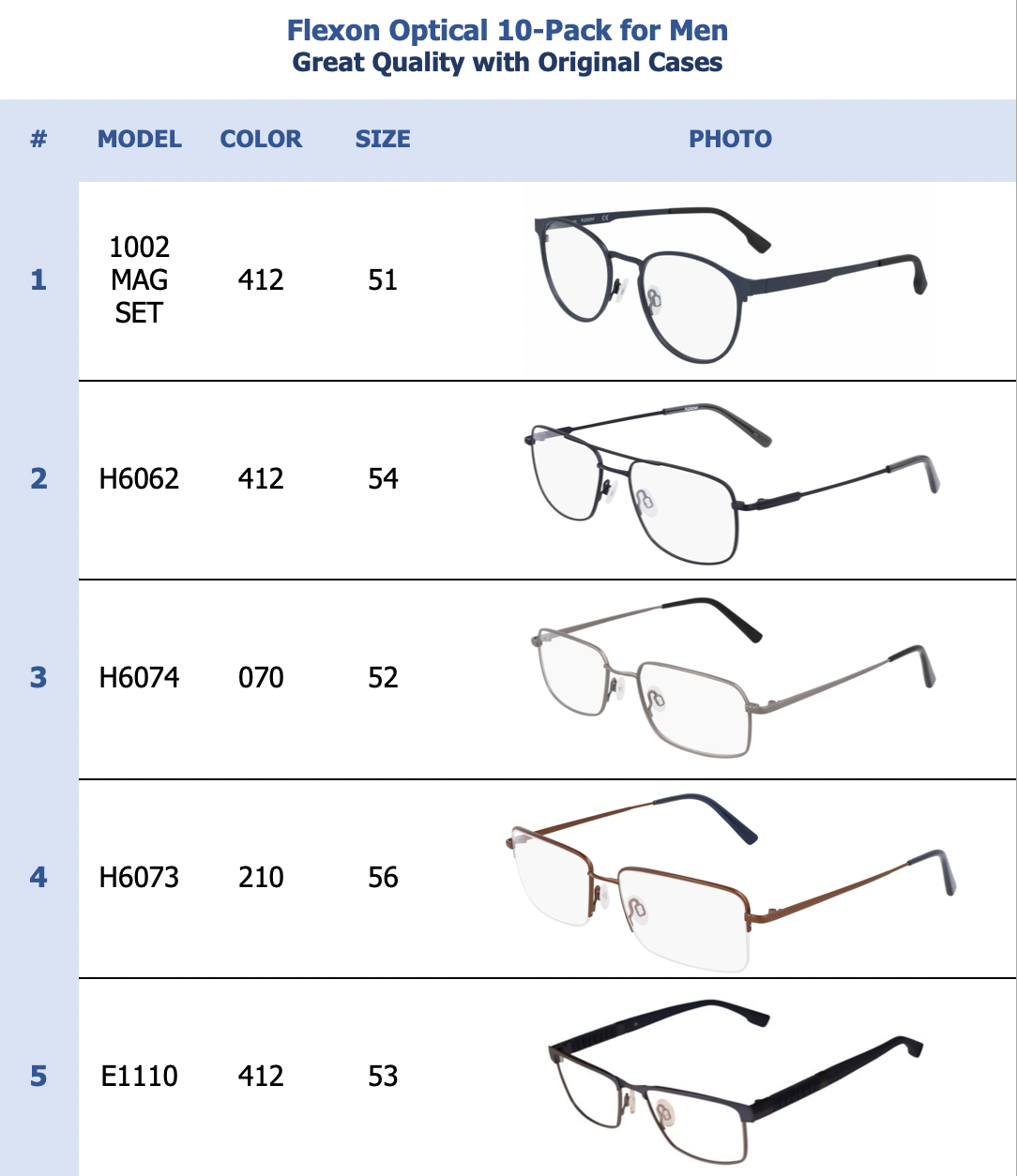 Flexon Optical 10-Pack for Men