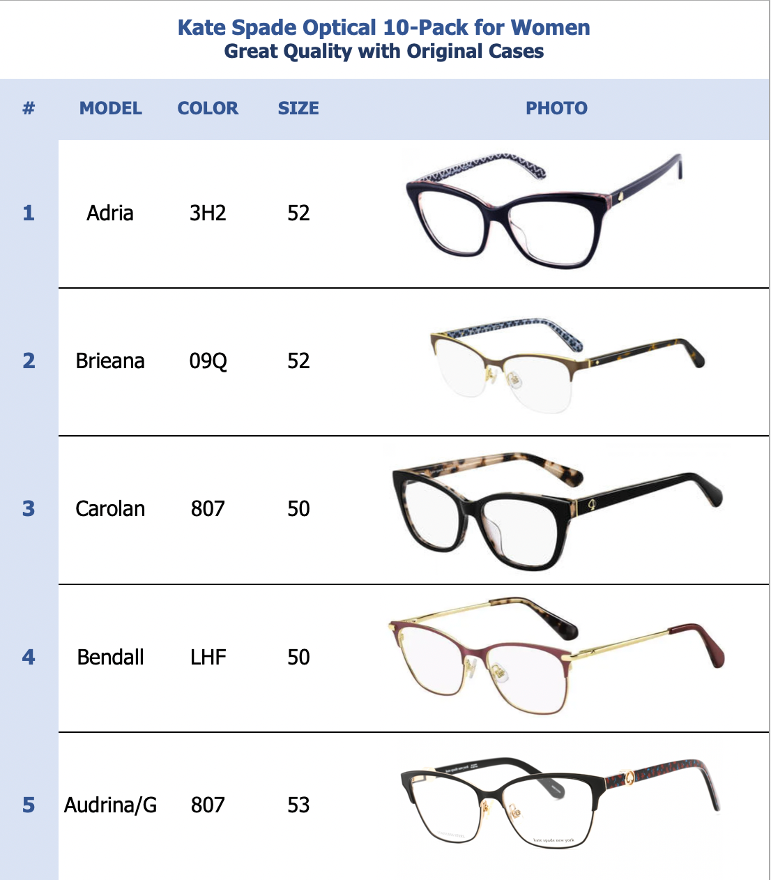 Kate Spade Optical 10-Pack for Women