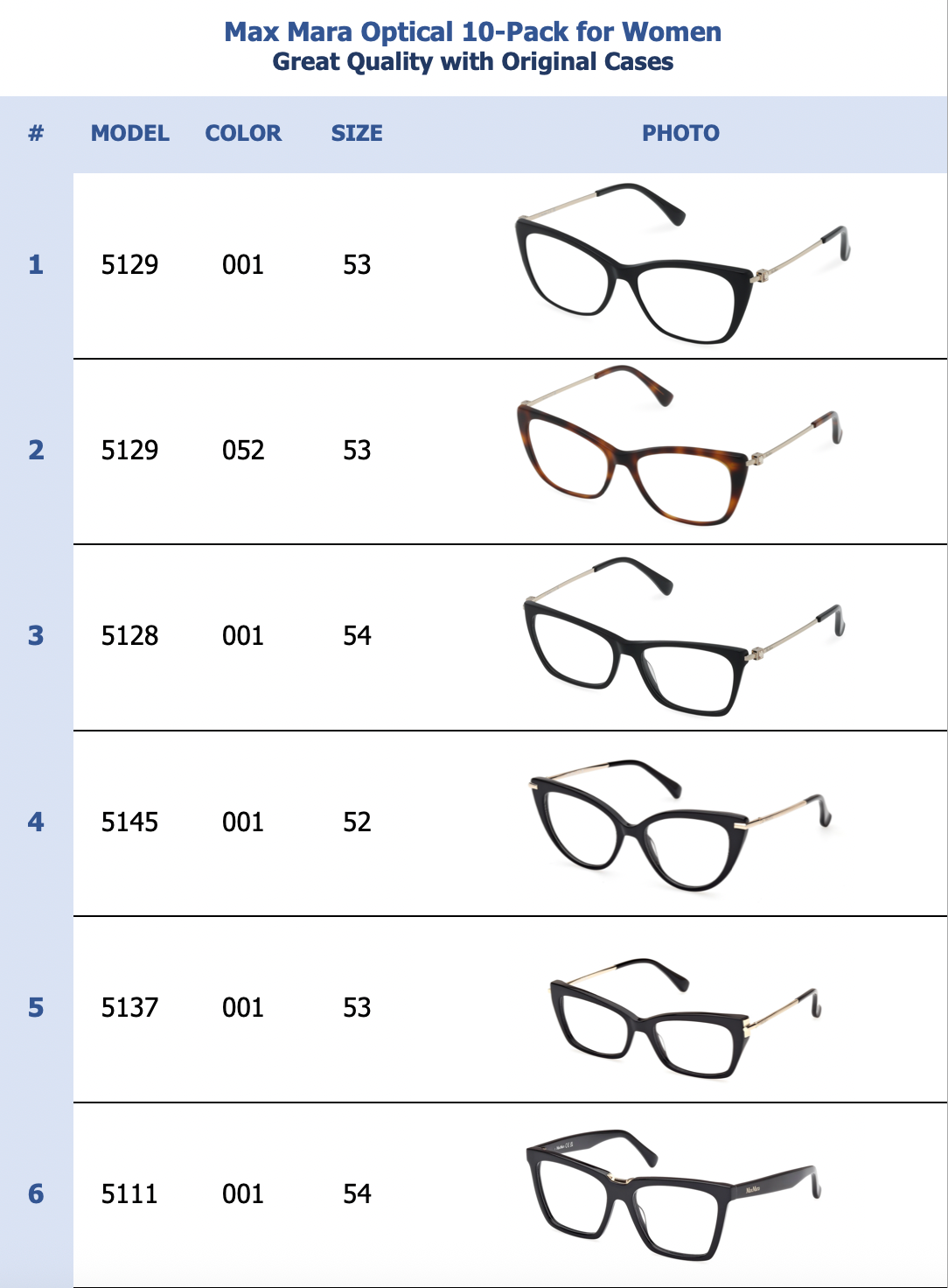 Max Mara Optical 10-Pack for Women