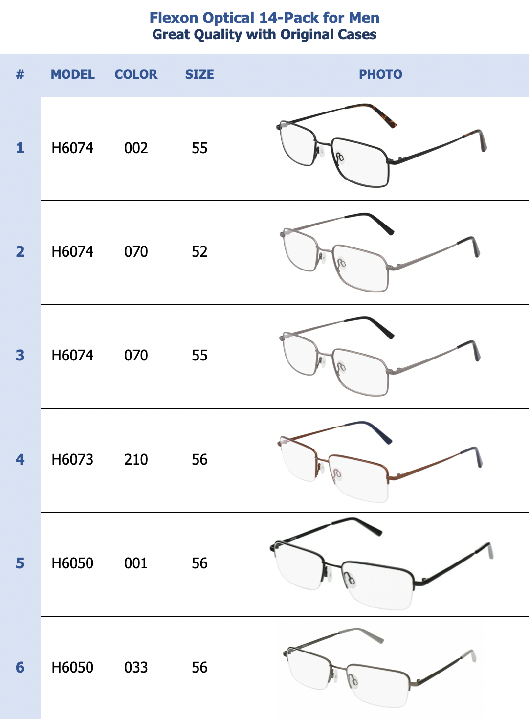 Flexon Optical 14-Pack for Men