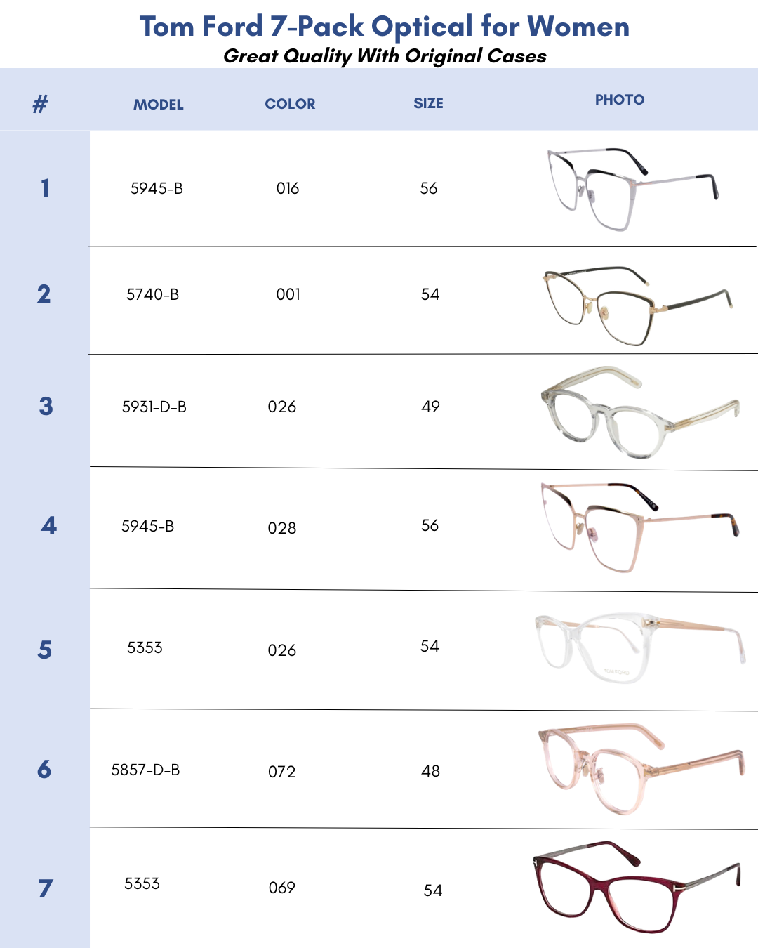 Tom Ford 7-Pack Optical for Women