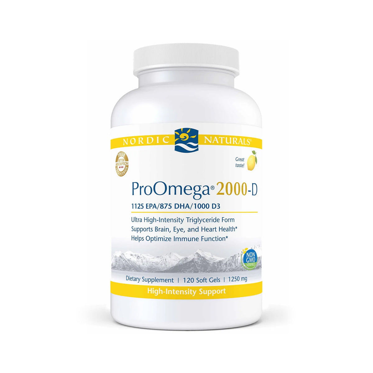 Nordic Naturals ProOmega® 2000-D – High-Potency Omega-3 with Vitamin D3 for Eye & Vision Health (120ct)