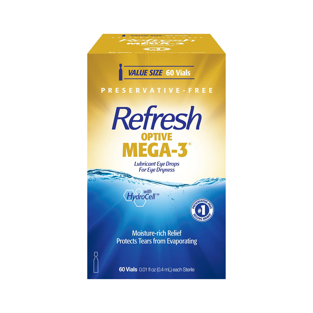 Refresh Optive Mega-3® Preservative-Free Lubricant Eye Drops (0.4mL Vials, 60-Count)