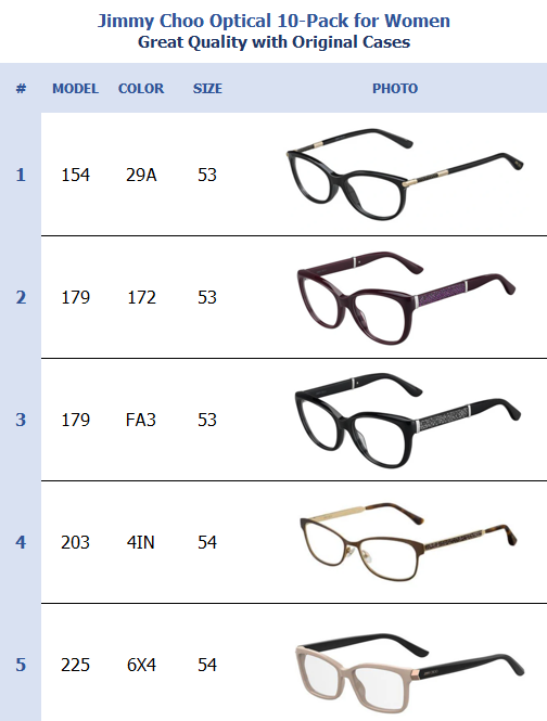 Jimmy Choo Optical 10-Pack for Women