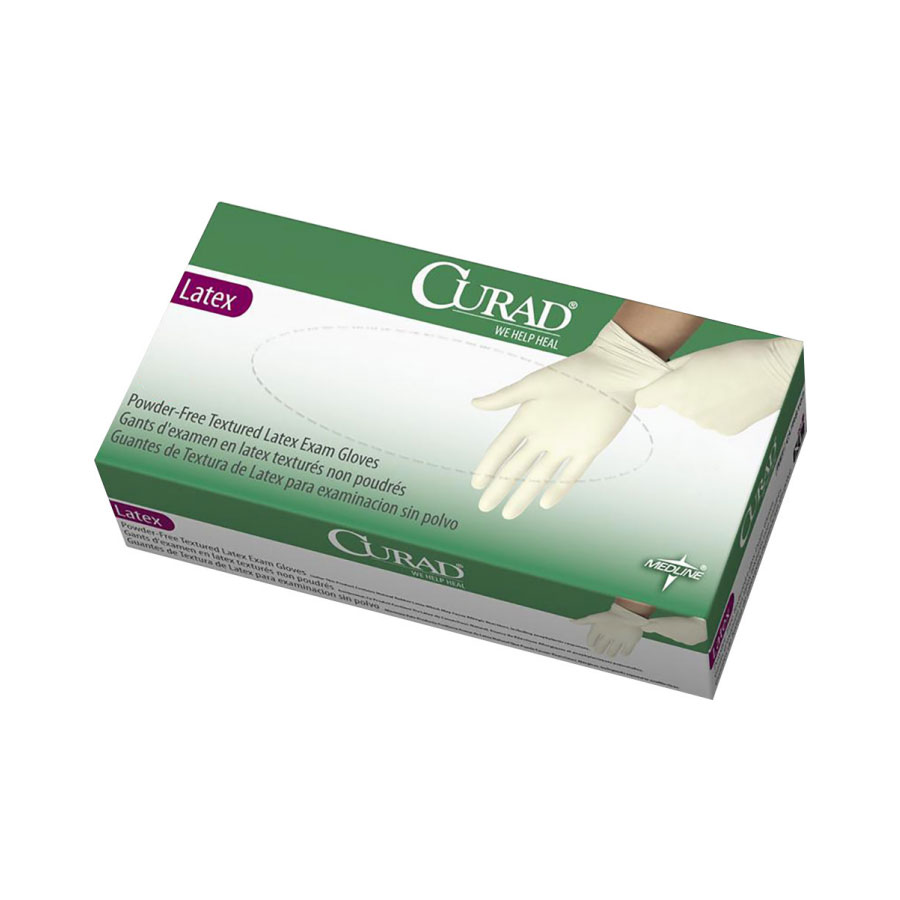 CURAD Powder-Free Textured Latex Exam Gloves