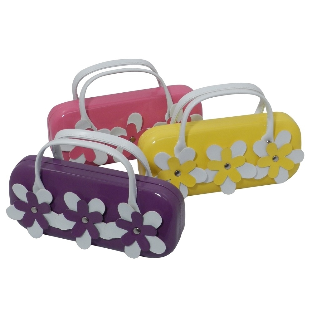 Buttercup Med Vinyl Clam W Flower Handles Pink, Purple, Ylw