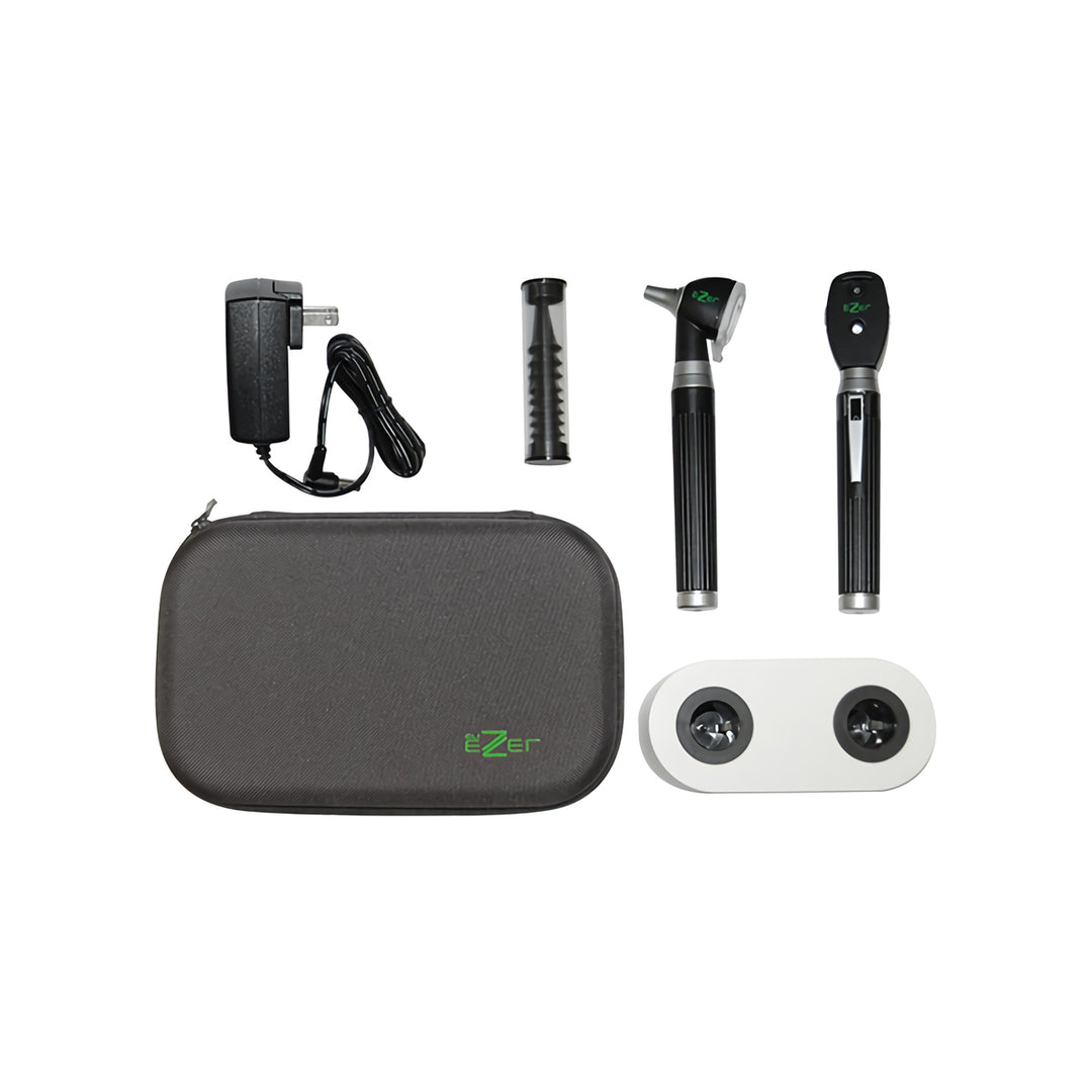 EZ-OTO-1800 ION Pocket Ophthalmoscope and Otoscope Set with 2 Handle Rechargeable